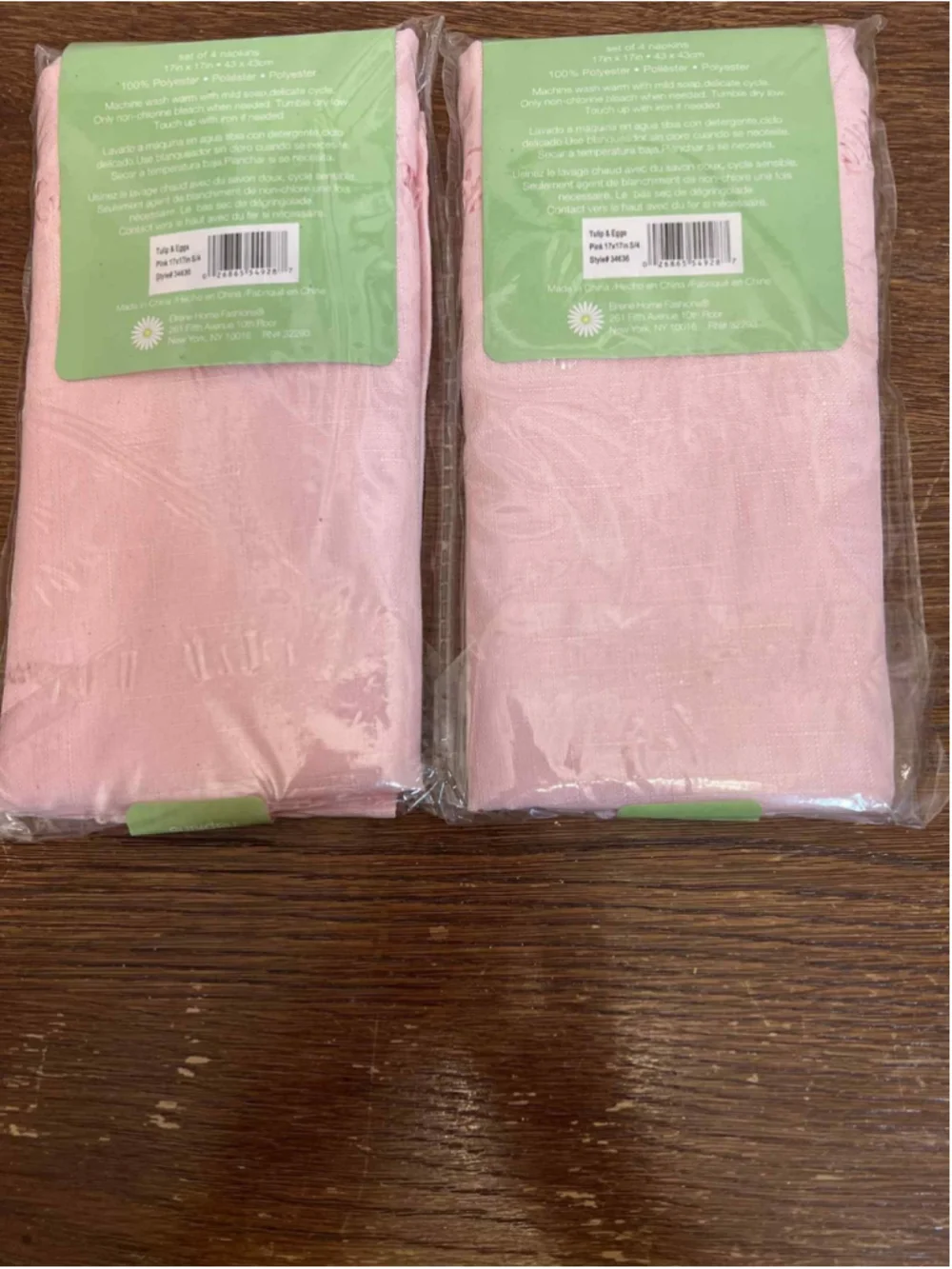 Set of 8 Pink Springtime Hemstitch Napkins 17x17” Easter Tulip & Egg Pattern New